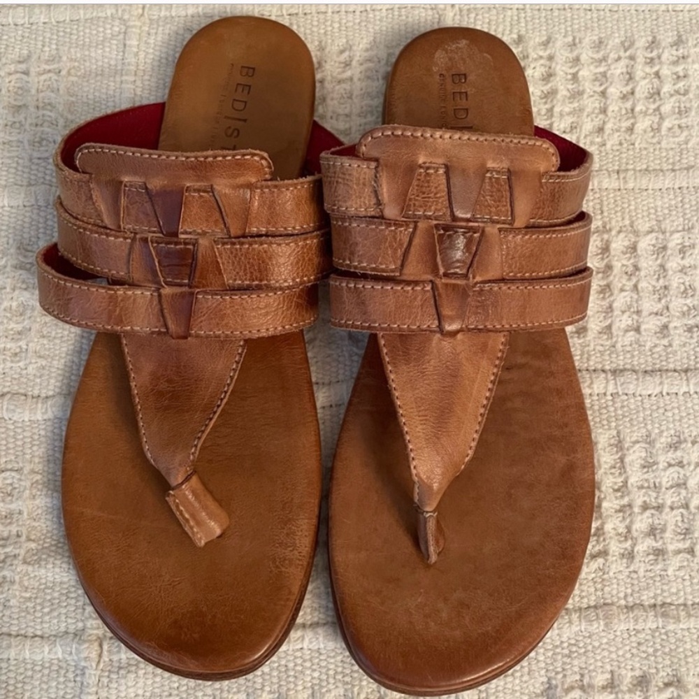 BED|STU Yoli Leather Thong Sandals in Tan Rustic Size 10
